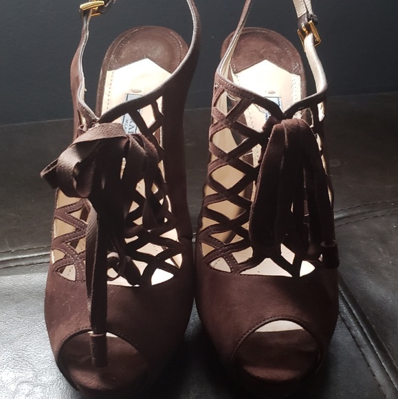 PRADA LATTICE PEEP TOE SLING BACK - Picture 1 of 4